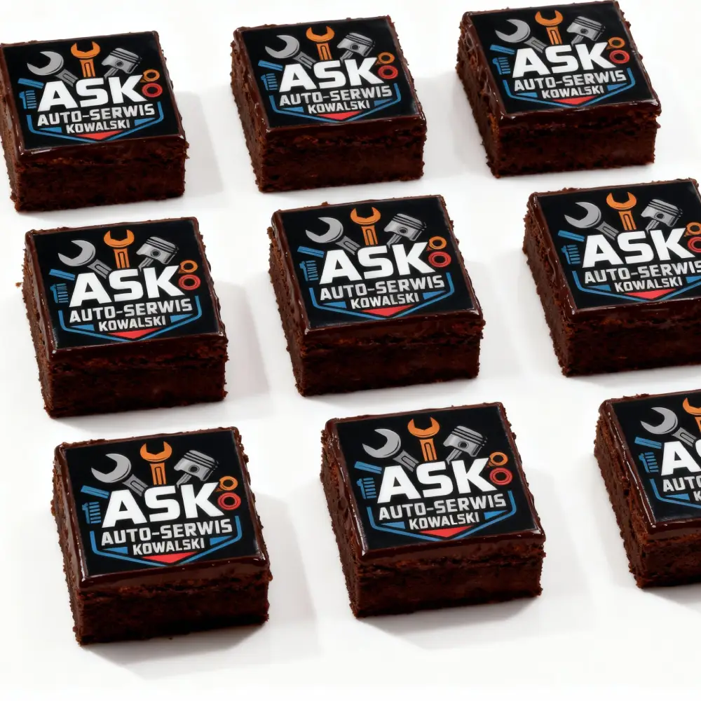 Brownie z logotypem Autoserwis - Pracownia Cukiernicza Torty Złote Iwona Pasternak
