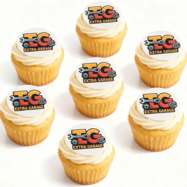Firmowe muffinki z jadalnymi logotypami - Pracownia Cukiernicza Torty Złote Iwona Pasternak