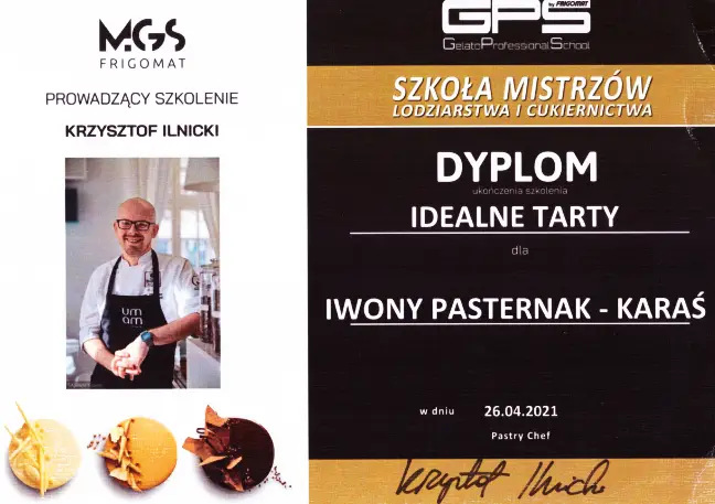 Certyfikat Szkolenia Iwona Pasternak Karaś Pracownia Torty Złote Gryfice