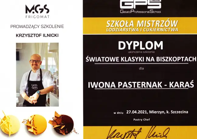 Certyfikat Szkolenia Iwona Pasternak Karaś Pracownia Torty Złote Gryfice