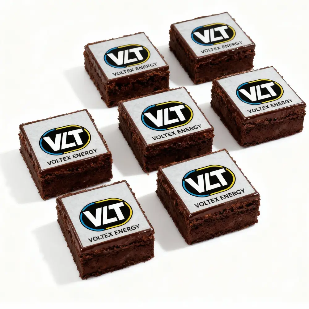 Brownie z logotypem firma energetyczna - Pracownia Cukiernicza Torty Złote Iwona Pasternak