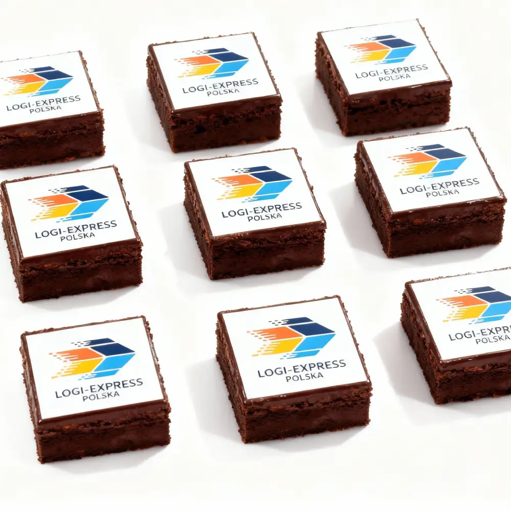 Brownie z logotypem firma logistyczna - Pracownia Cukiernicza Torty Złote Iwona Pasternak