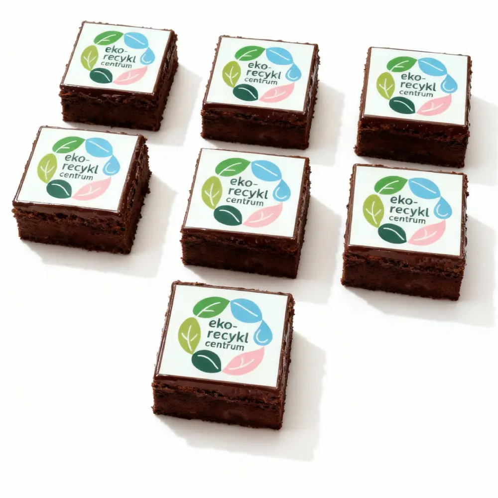 Brownie z logotypem firma recyklingowa - Pracownia Cukiernicza Torty Złote Iwona Pasternak