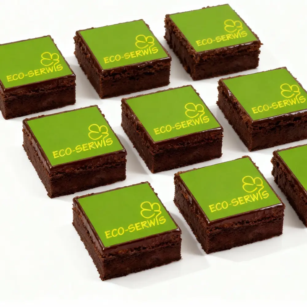 Brownie z logotypem firma recyklingowa - Pracownia Cukiernicza Torty Złote Iwona Pasternak