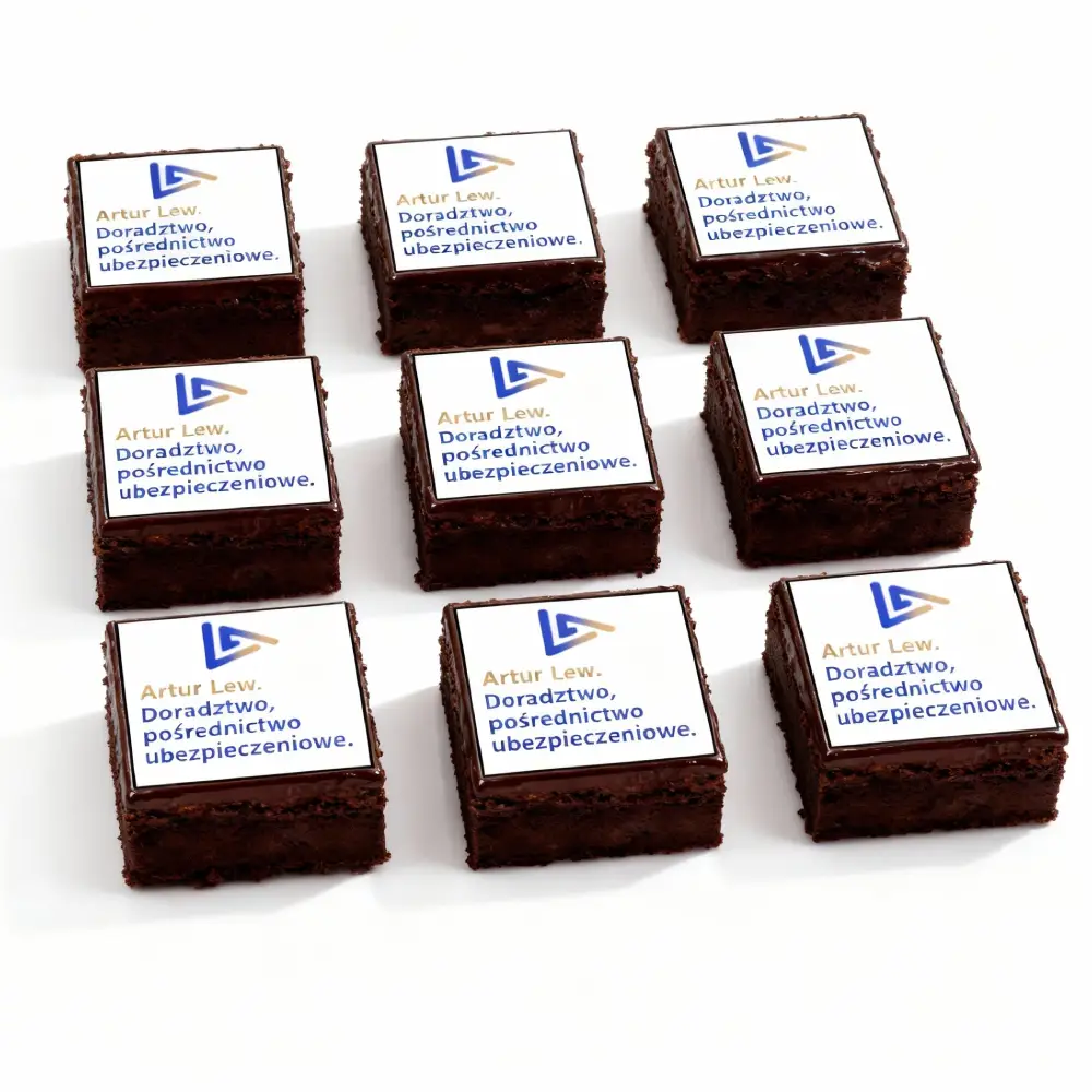 Brownie z logotypem firma ubezpieczeniowa - Pracownia Cukiernicza Torty Złote Iwona Pasternak