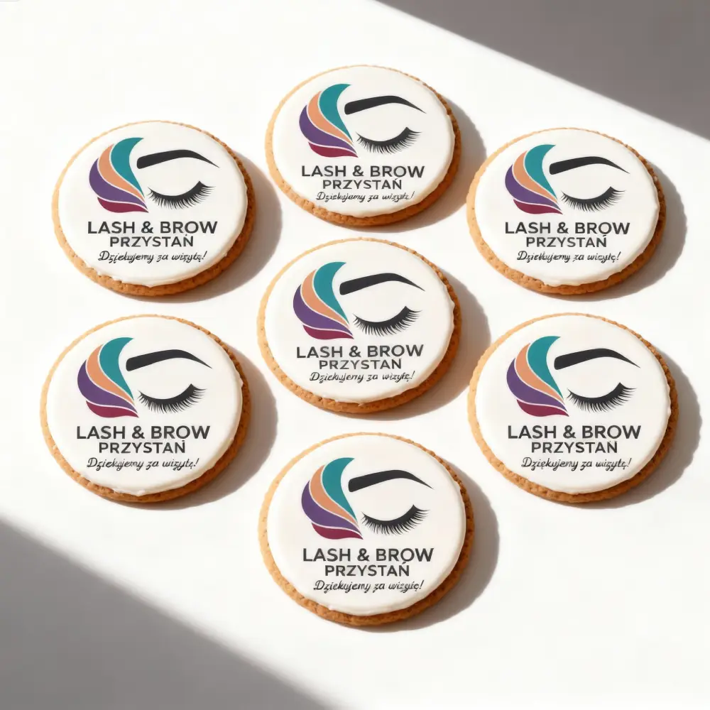 Ciasteczka z nadrukiem Pracownia Rzęs - Pracownia Cukiernicza Torty Złote Iwona Pasternak