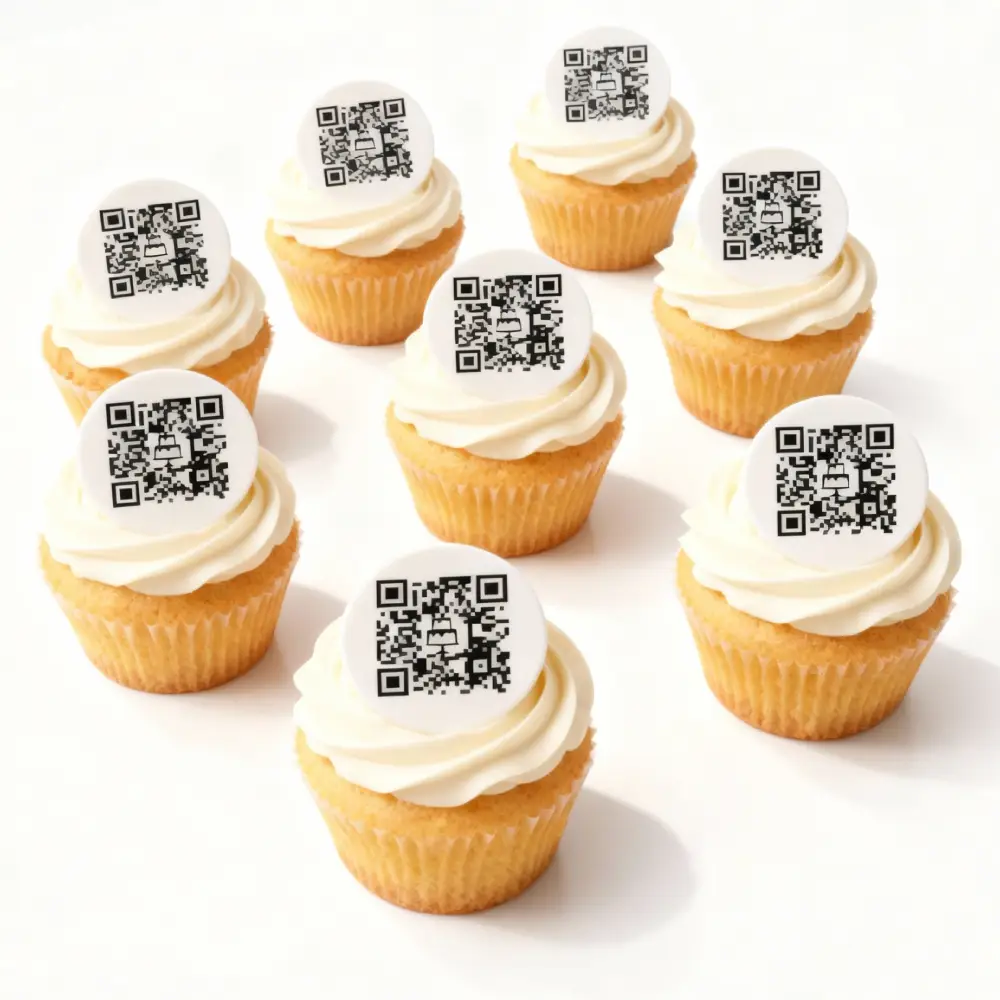 Muffinki z logotypem z QR kodem - Pracownia Cukiernicza Torty Złote Iwona Pasternak