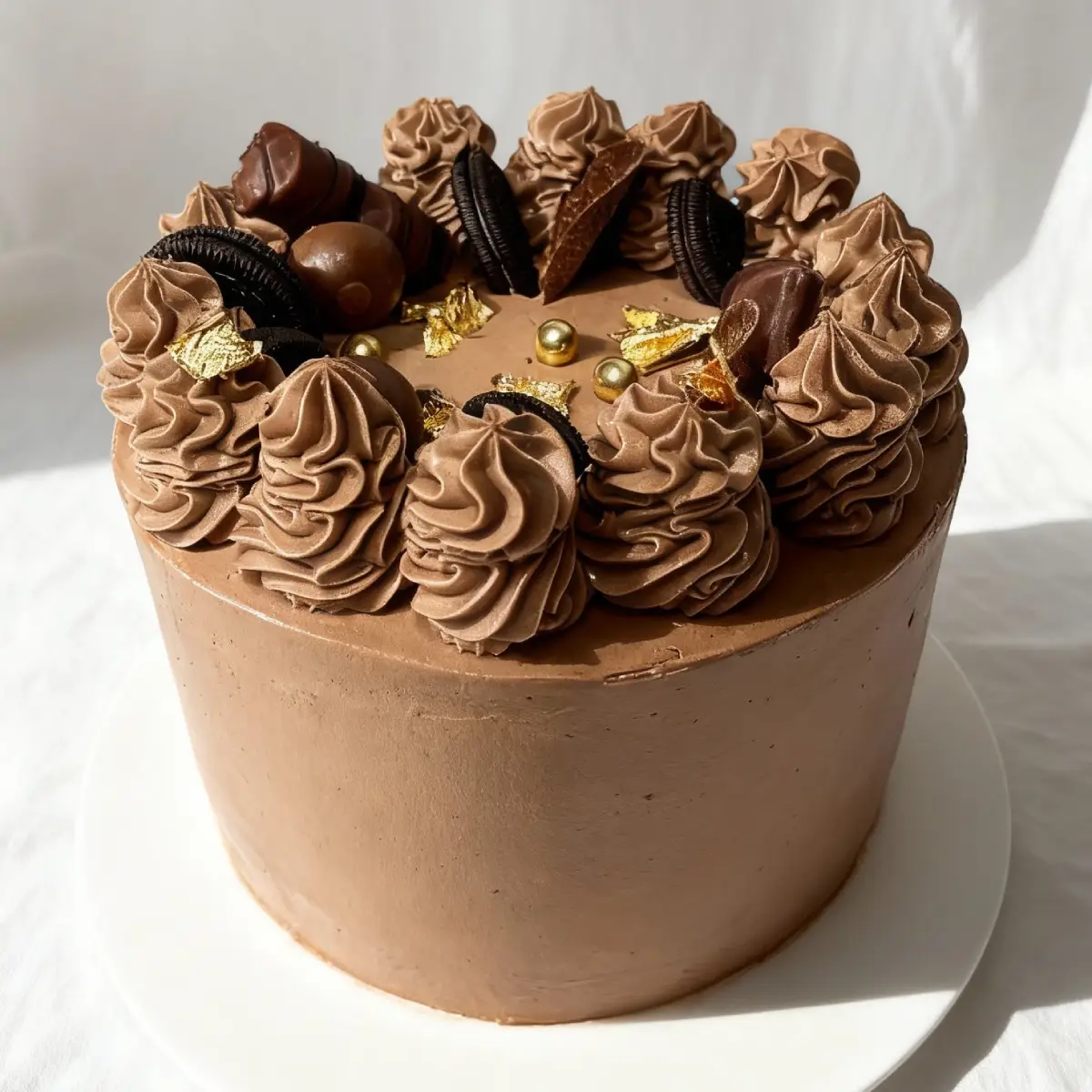 Tort czekoladowy Oreo z ciasteczkami, bitą śmietaną i złotymi akcentami – Pracownia Cukiernicza Torty Złote Iwona Pasternak Karaś