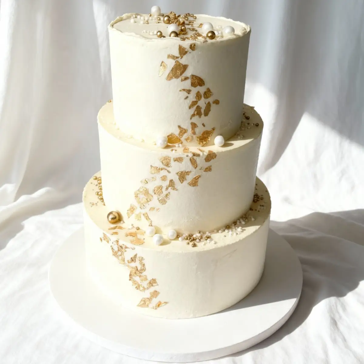 Tort weselny biały i zlote akcenty - Torty Złote Gryfice Iwona Pasternak Karaś